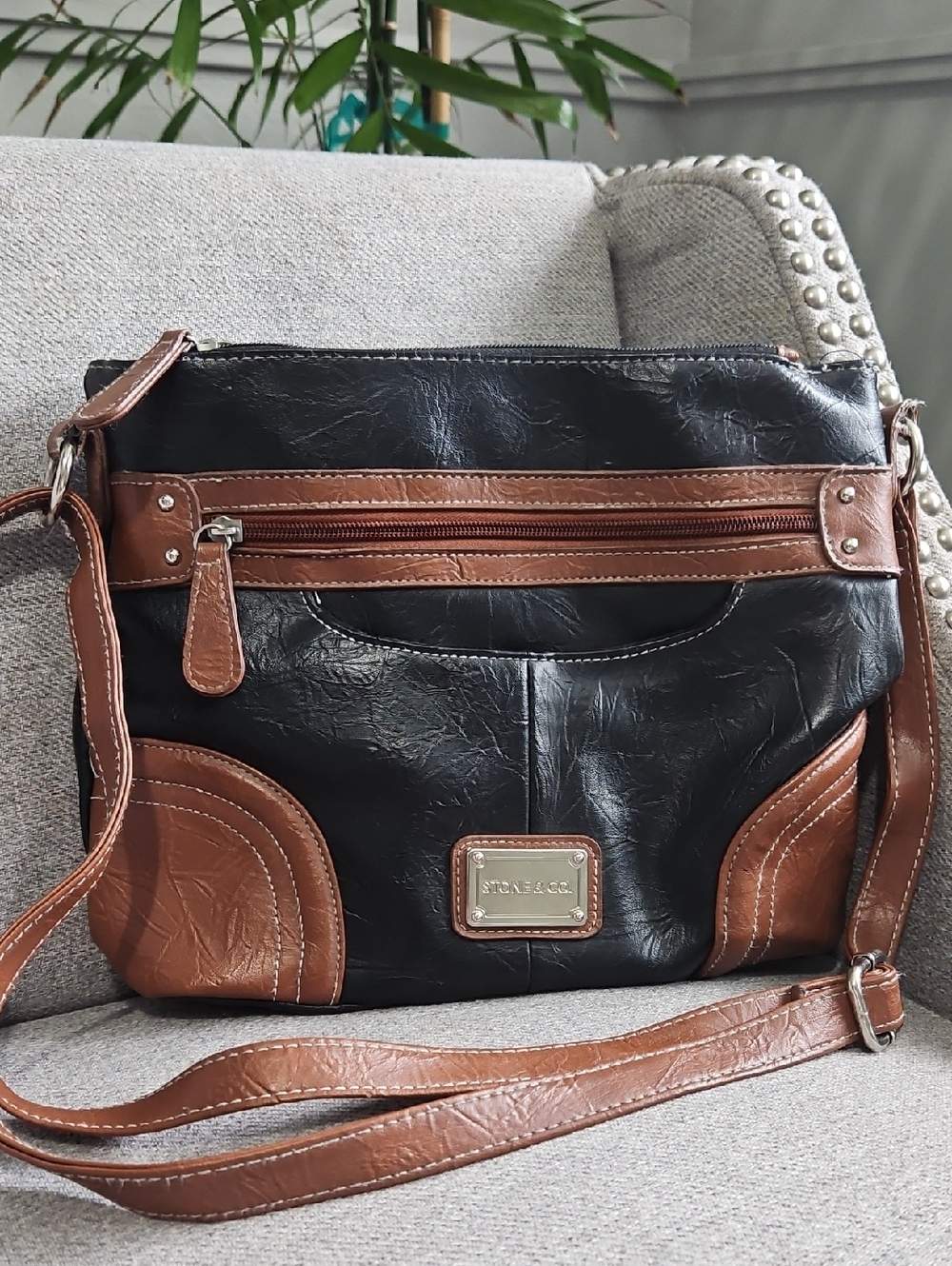 Stone & Co Black & Brown Crossbody Bag